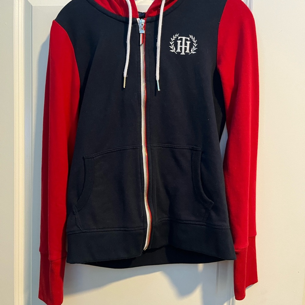 Tommy Hilfiger Red and Black Zip Up Hoodie